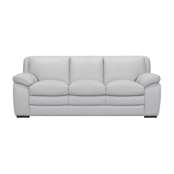 Armen Living Zanna Contemporary Sofa in Genuine Dove Gray Leather with Brown Wood Legs LCZA3DV - main